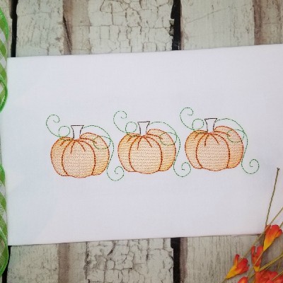 pumpkin trio sketch embroidery design